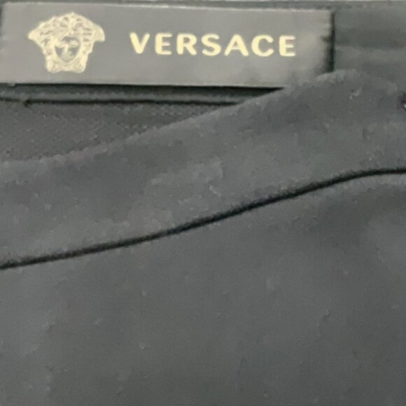 VERSACE Sz EU (IT) 36/US 0 Black Midi Skirt Front Slit Tulle Lining VERSACE LOGO - Picture 7 of 10